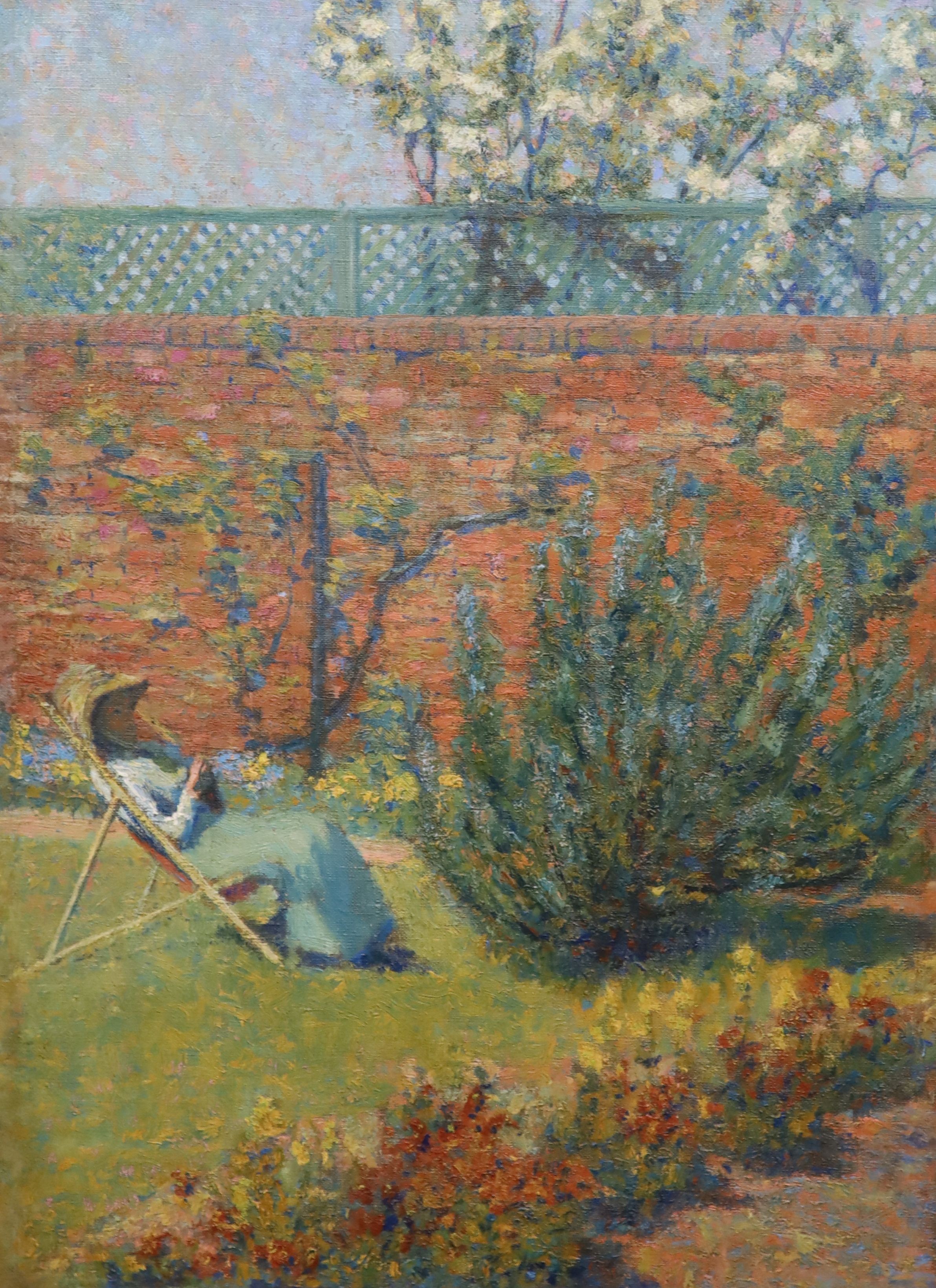 Thomas Buford Meteyard (American,1865-1928), Mrs Meteyard in Henry James's Garden, Rye, c.1910, oil on canvas, 58 x 41cm